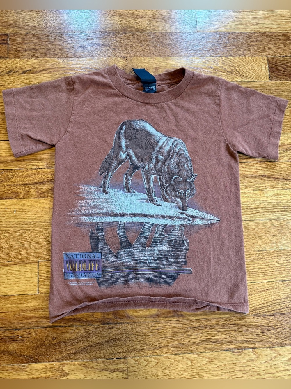 National Wildlife Federation 90s Kids Small Vintage Wolf Animal Print T Shirt